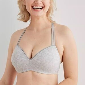 NEW Aerie Real Happy Wireless Push Up Bra in Light Grey
